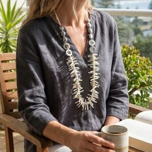 Chico's long statement necklace white coral branch style